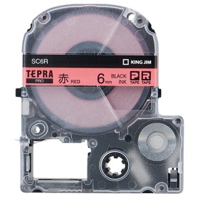 キングジム テプラ PRO テープカートリッジ パステル 6mm 赤/黒文字 エコパック SC6R-5P 1パック(5個)