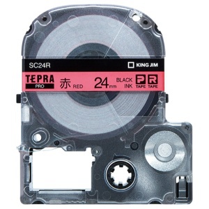 キングジム テプラ PRO テープカートリッジ パステル 24mm 赤/黒文字 SC24R-5P 1パック(5個)