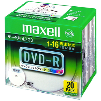 マクセル データ用DVD-R 4.7GB ワイドプリンタブル 5mmスリムケース DR47WPD.S1P20S A 1パック(20枚)