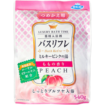 ライオンケミカル 薬用入浴剤バスリフレ ミルキーピンクの湯 ももの香り つめかえ用 540g 1パック