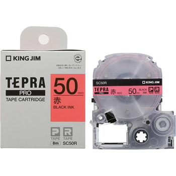 キングジム テプラ PRO テープカートリッジ パステル 50mm 赤/黒文字 SC50R 1個