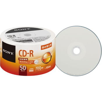 ソニー データ用CD-R 700MB 1-48倍速 ホワイトワイドプリンタブル 詰替用 50CDQ80TPB 1パック(50枚)