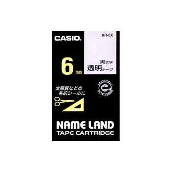 カシオ NAME LAND スタンダードテープ 6mm×8m 透明/黒文字 XR-6X 1個