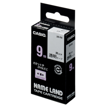 カシオ NAME LAND スタンダードテープ 9mm×8m 透明/黒文字 XR-9X 1個