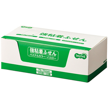 TANOSEE 強粘着ふせん 75×75mm パステルカラー・イエロー 1セット(30冊:10冊×3パック)