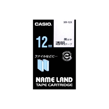 カシオ NAME LAND スタンダードテープ 12mm×8m 透明/黒文字 XR-12X 1個