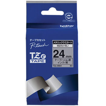 ブラザー ピータッチ TZeテープ メタリックテープ 24mm 銀(つや消し)/黒文字 TZE-M951 1個