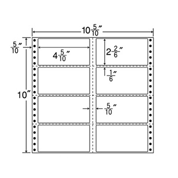 東洋印刷 ナナフォーム 連続ラベル Mタイプ 10_5/10×10インチ 8面 114×59mm 横3本縦1本ミシン入 M10C 1箱(500折)