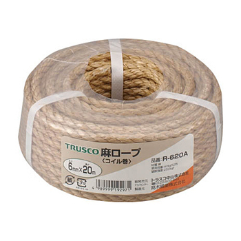 TRUSCO 麻ロープ 3つ打 線径6mm×長さ20m R-620A 1巻