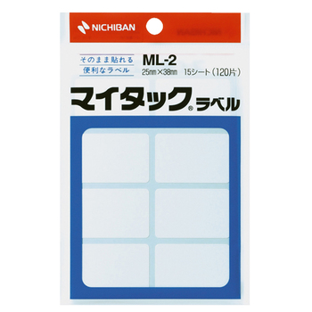 ニチバン マイタックラベル 一般無地 25×38mm ML-2 1セット(1200片:120片×10パック)