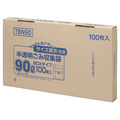 ジャパックス 容量表示入りポリ袋 乳白半透明 90L BOXタイプ TBN90 1箱(100枚)