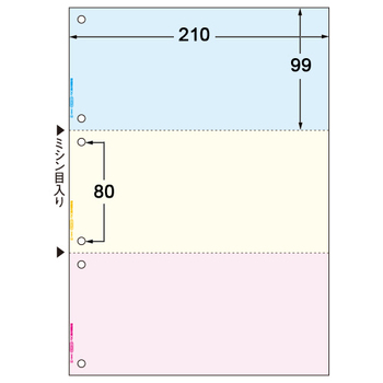 TANOSEE マルチプリンタ帳票(FSC森林認証紙) A4カラー 3面6穴 1箱(500枚)