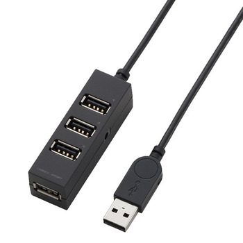 エレコム スイングプラグ採用 セルフ&バスパワー対応 USB2.0ハブ 4ポート ブラック U2H-TZ410SBK 1個