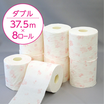 日本製紙クレシア クリネックス コンパクト フラワープリント ダブル 芯あり 37.5m 香り付き 1セット(64ロール:8ロール×8パック)