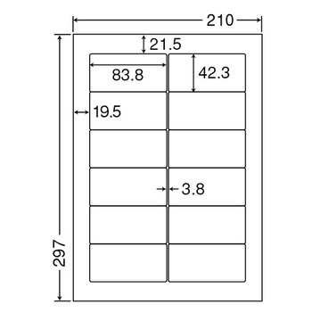 東洋印刷 ナナワード シートカットラベル マルチタイプ A4 12面 83.8×42.3mm 四辺余白付 LDW12PG 1箱(500シート:100シート×5冊