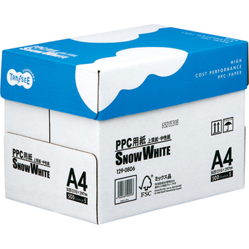 TANOSEE PPC用紙 SNOW WHITE A4 1箱(2500枚:500枚×5冊)