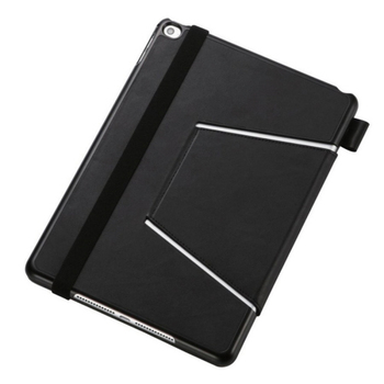 エレコム iPad Air 2用ソフトレザーカバー 4アングルタイプ 液晶保護フィルム付 ブラック TB-A14PLF2BK 1個