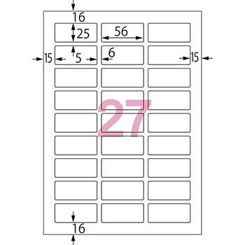 コクヨ カラーレーザー&カラーコピー用耐水紙ラベル A4 27面 25×56mm LBP-WP6927N 1冊(20シート)