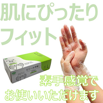 アルフォーインターナショナル ビニール手袋 パウダーフリー ナチュラル L T-004 1箱(100枚)