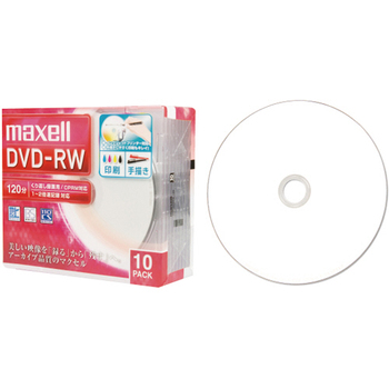マクセル 録画用DVD-RW 120分 1-2倍速 ホワイトワイドプリンタブル 5mmスリムケース DW120WPA.10S 1パック(10枚)