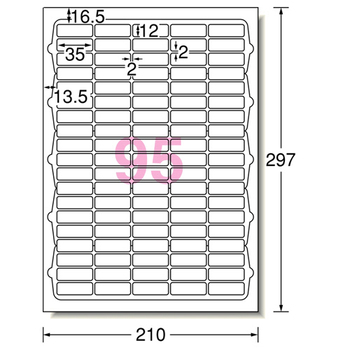 エーワン ラベルシール[プリンタ兼用] ハイグレードタイプ マット紙・ホワイト A4 95面 35×12mm 四辺余白付 角丸 75295 1冊(20シート)