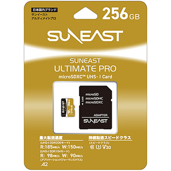 旭東エレクトロニクス SUNEAST ULTIMATE PRO microSDXC UHS-I カード 256GB V30 ゴールド SE-MSDU1256B1
