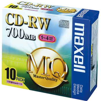 マクセル データ用CD-RW 700MB 4倍速 ブランドシルバー 5mmスリムケース CDRW80MQ.S1P10S 1パック(10枚)