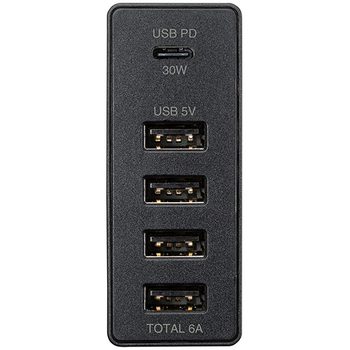サンワサプライ USB Power Delivery対応AC充電器 5ポート 合計60W ブラック ACA-PD57BK 1個