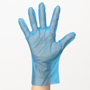 エブノ ポリエチレン手袋 シルキータッチ35 ブルー L NO-362 1パック(100枚)