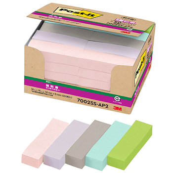 3M ポスト・イット 強粘着見出し 再生紙 50×15mm パステルカラー5色 7002SS-AP2 1パック(50冊)