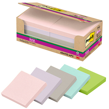 3M ポスト・イット エコノパック 強粘着ノート 再生紙 75×75mm パステルカラー5色 6541SS-AP2 1パック(10冊)