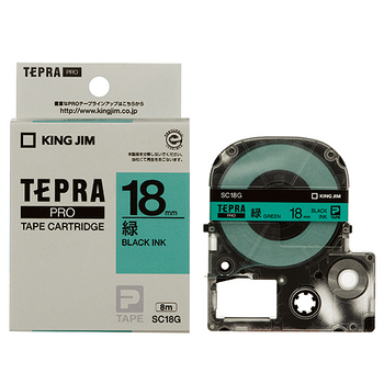 キングジム テプラ PRO テープカートリッジ パステル 18mm 緑/黒文字 SC18G 1セット(5個)