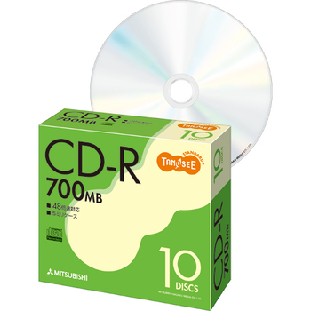 TANOSEE 三菱ケミカルメディア データ用CD-R 700MB 48倍速 ブランドシルバー 5mmスリムケース SR80FC10T 1パック(10枚)