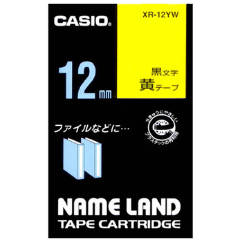 カシオ NAME LAND スタンダードテープ 12mm×8m 黄/黒文字 XR-12YW 1個