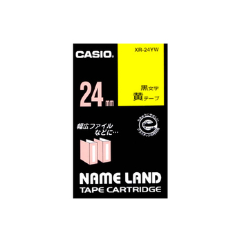 カシオ NAME LAND スタンダードテープ 24mm×8m 黄/黒文字 XR-24YW 1個