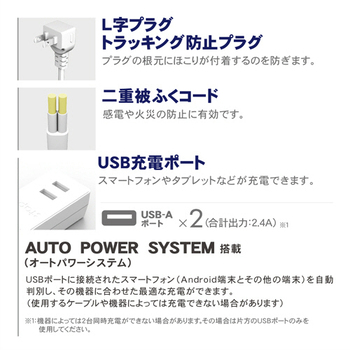 トップランド USB付きコンセントタップ 1m・4個口 STPA410-WT 1個