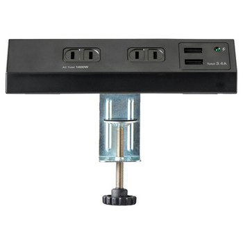 ELPA 集中スイッチ付デスクタップ(外せるクランプ付) 4個口+2ポート 2m ブラック WLS-DS4232SUA(BK) 1個