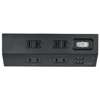 ELPA 集中スイッチ付デスクタップ(外せるクランプ付) 4個口+2ポート 2m ブラック WLS-DS4232SUA(BK) 1個