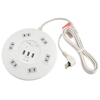 ELPA 耐雷丸形集中スイッチ付 USBタップ 6個口+3ポート 2m WLS-R6332BUA(W) 1個