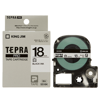 キングジム テプラ PRO テープカートリッジ 18mm 白/黒文字 SS18K 1セット(5個)