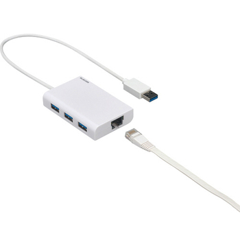 エレコム 有線LANアダプター Giga対応 USB3.0(Type-A) USBハブ機能付 ホワイト EDC-GUA3H-W 1個