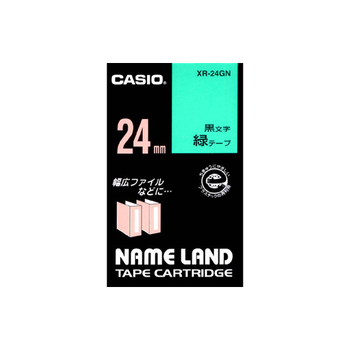 カシオ NAME LAND スタンダードテープ 24mm×8m 緑/黒文字 XR-24GN 1個