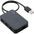 エレコム 有線LANアダプター USB2.0(Type-A) USBハブ機能付 ブラック EDC-FUA2H-B 1個