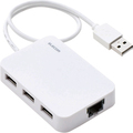 エレコム 有線LANアダプター USB2.0(Type-A) USBハブ機能付 ホワイト EDC-FUA2H-W 1個