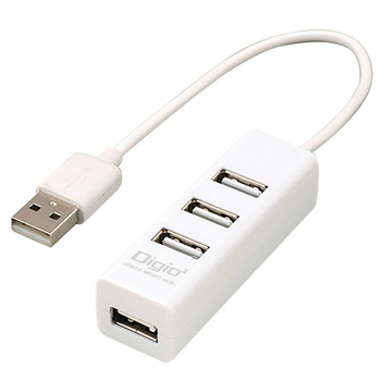 ナカバヤシ USB2.0ハブ 4ポート 15cm ホワイト UH-2604W 1個