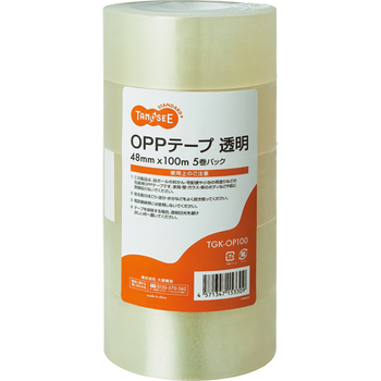 TANOSEE OPPテープ 薄手 厚さ0.05mm 48mm×100m 1パック(5巻)