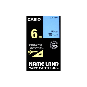 カシオ NAME LAND スタンダードテープ 6mm×8m 青/黒文字 XR-6BU 1個