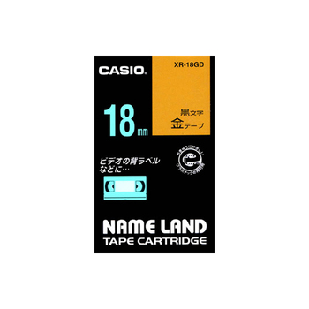 カシオ NAME LAND スタンダードテープ 18mm×8m 金/黒文字 XR-18GD 1個