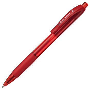 TANOSEE ノック式油性ボールペン(なめらかインク) 0.7mm 赤 1セット(10本)