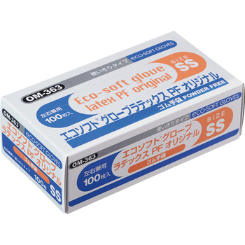 オカモト エコソフトグローブ ラテックス パウダーフリー SS ナチュラル OM-363-SS 1セット(1000枚:100枚×10箱)